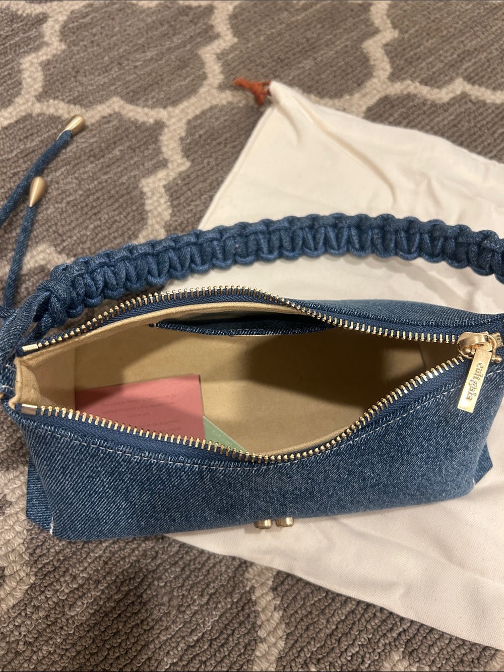 NWOT cult gaia Denim Shoulder Bag in Blue with Gold Hardware - Picture 4 of 5